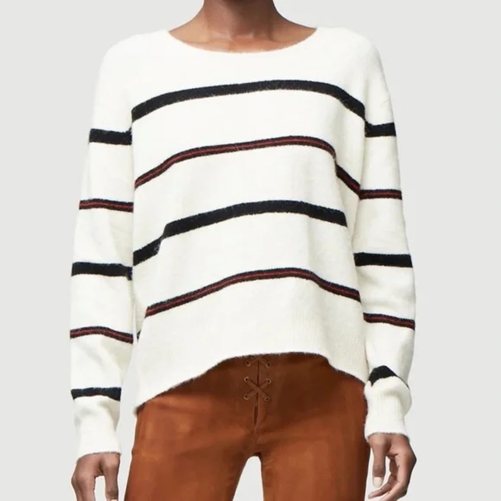 Frame Cream Slouchy Stripe Crewneck Sweater Sz XL